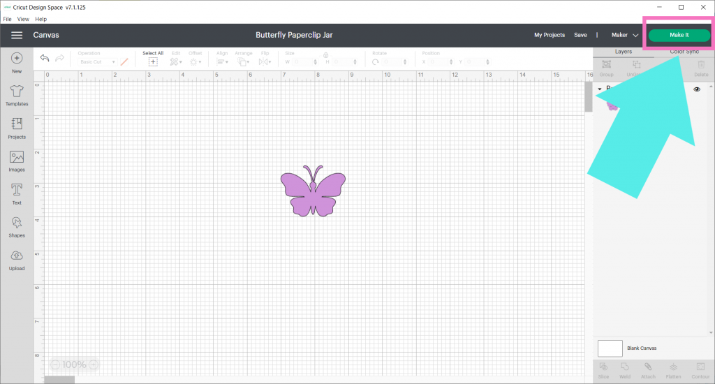 Click on Make It in Cricut Design Space