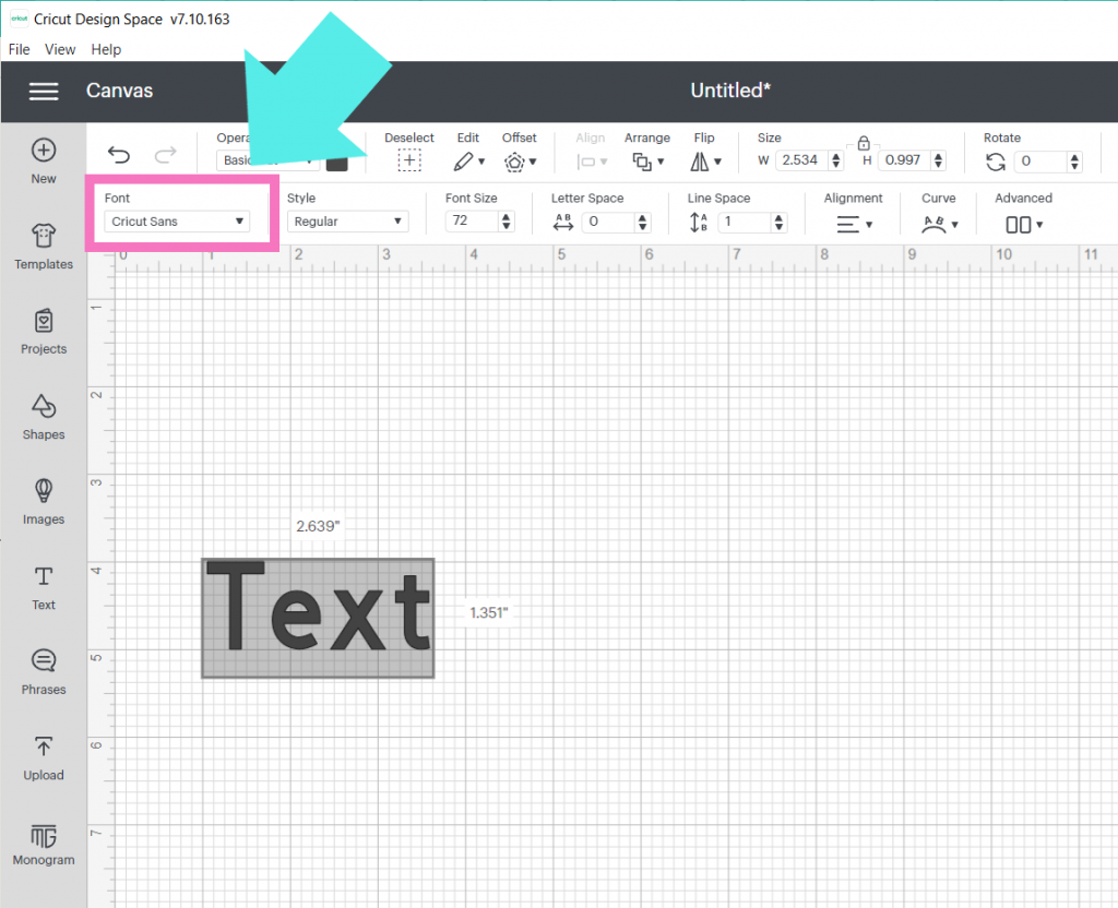 to change the font, click on font in the top Edit bar in Cricut Design Space