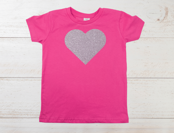 Pink Shirt with Glitter Iron on Heart